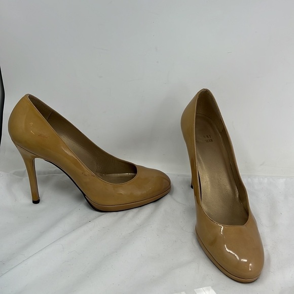 Stuart Weitzman Sz 9.5 Nude Platswoon Patent Leather Pumps - Picture 3 of 16